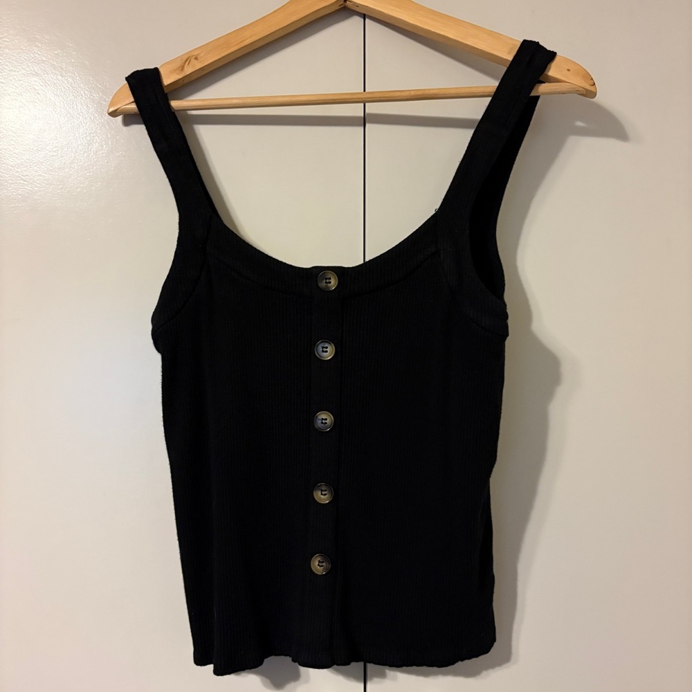& Other Stories Black Buttoned Sleeveless Tank Top